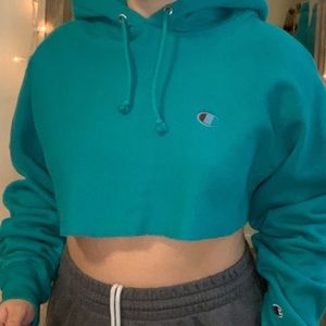 Teal Champion cropped hoodie!